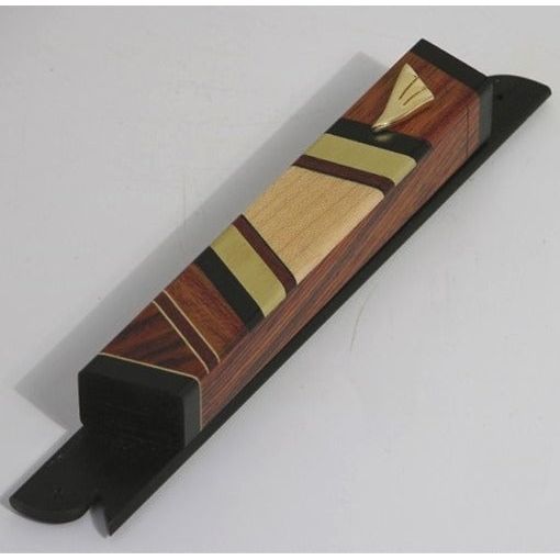 Artistic Cocobolo Ebony Wood Mezuzah With Gold Plated Shin By Ed Cohen Kosher $50 Parchment included