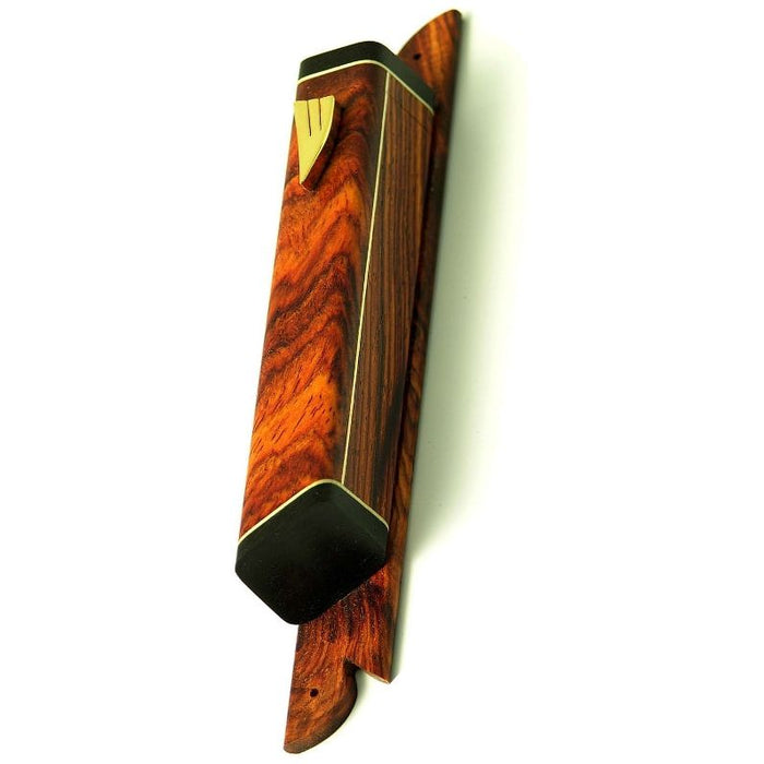 Artistic Cocobolo Ebony Wood Mezuzah With Gold Plated Shin By Ed Cohen Kosher $50 Parchment included