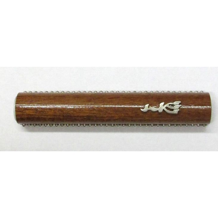 Self-Stick Wood / Metal Balls Mezuzah Wood 4.5" (Made in Israel)