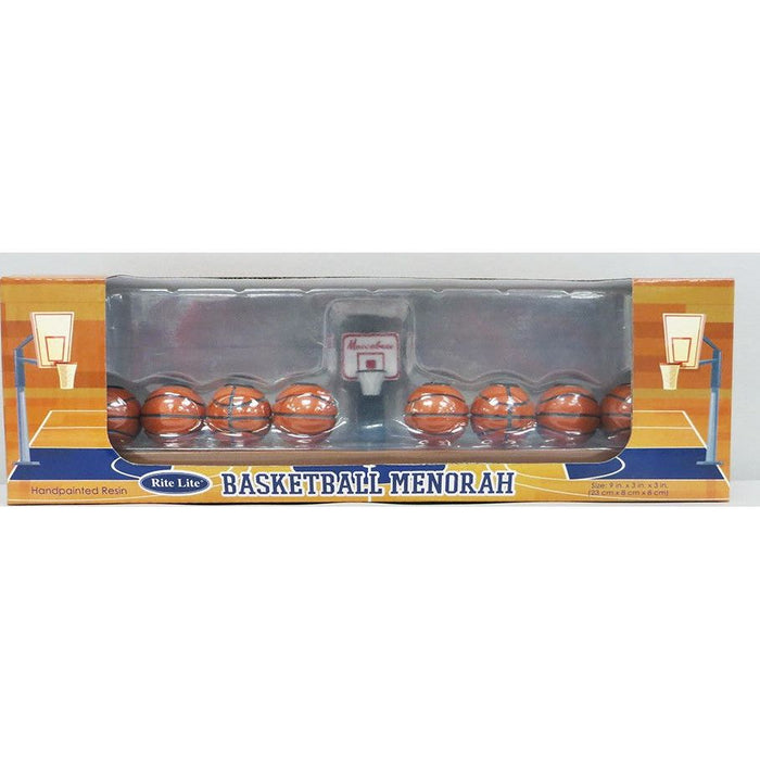 Chanukah Sports Menorah Basketball Hand-Painted Resin