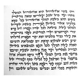 14 1/2" Megillat Esther Scroll Bais Yosef Script on Kosher Parchment Shain