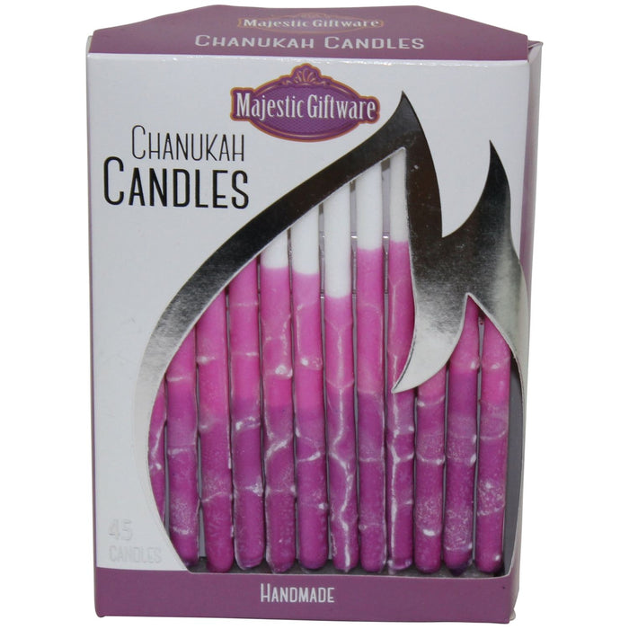 Executive Collection Chanukah Candles Purple Pink White Hand Made 45 Pack