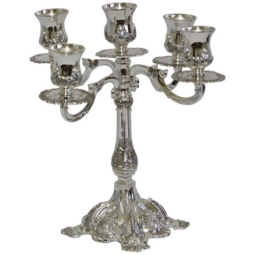 5 Branch Candelabra Shabbat Candleholder 9.5"