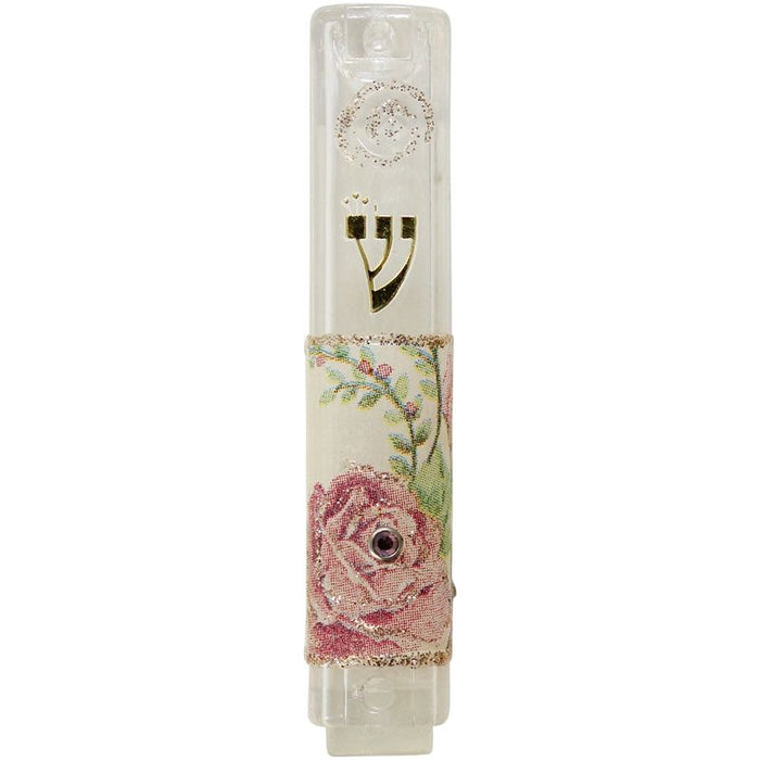 Lucite Rose Mezuzah 3.5" by Lily Art Kosher Parchment included