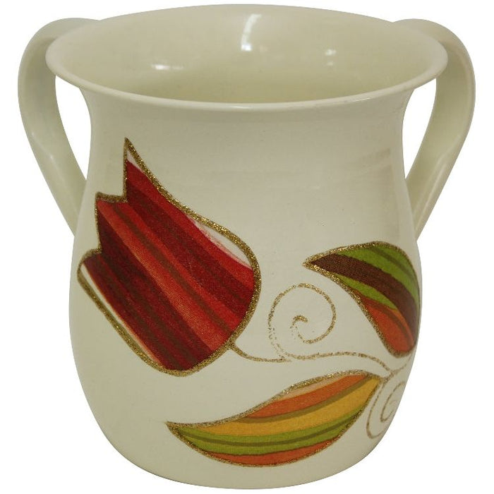 Designer "Multicolor Tulip" Netilat Yadaim Washing Metal Cup Made in Israel By Lily ART 5" high