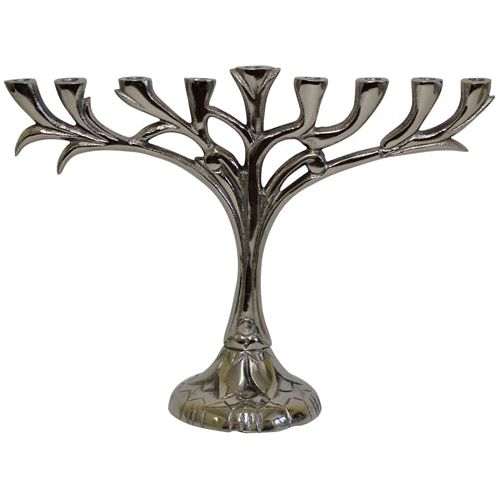 Chanukah Menorah "Aluminum Vine" Nickel Plated 8"