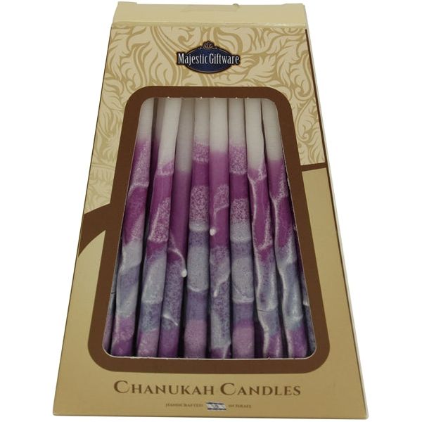 Made in Safed / Tzfat Chanukah Candles Purple Shades Premium Hand Decorated Made in Israel