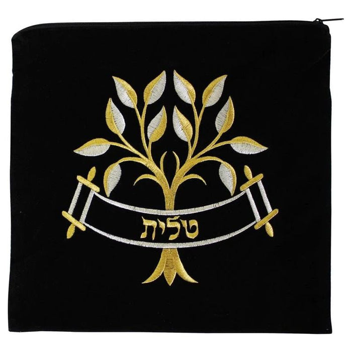 Gold Silver Embroidery Velvet Tallit Bag Tefillin Bag optional Tree of Life Black, Navy & Royal Blue