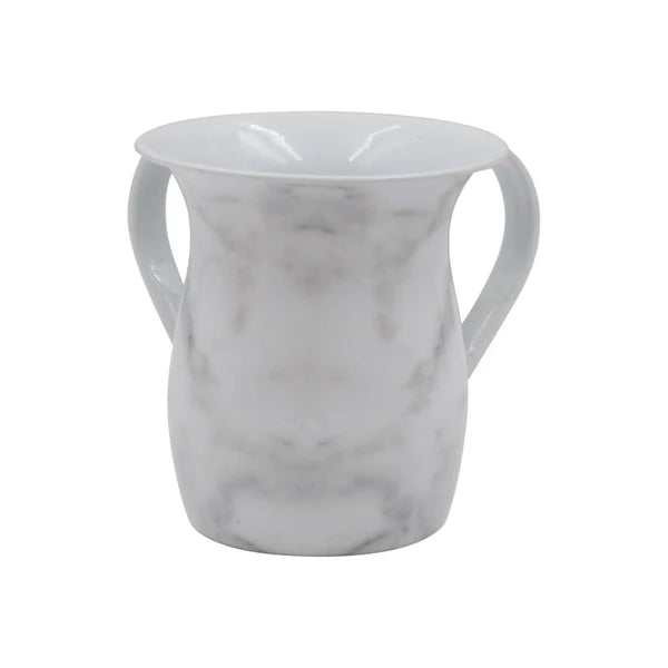 Stainless Steel Netilat Yadaim Washing Cup Marble in Gray White  5.5"H