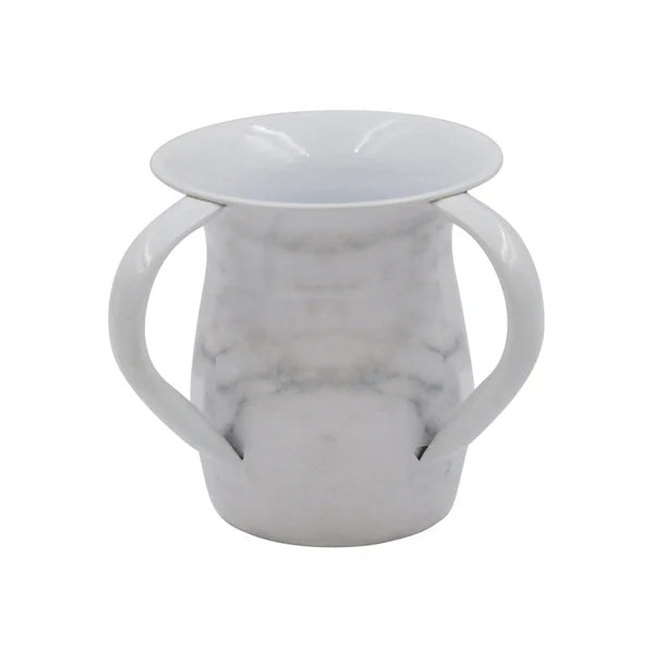 Stainless Steel Netilat Yadaim Washing Cup Marble in Gray White  5.5"H