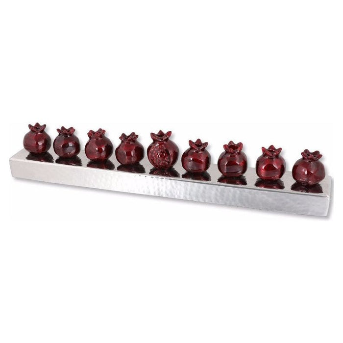 Aluminum Menorah "Pomegranate" Red Made in Israel by Emanuel