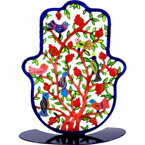 Emanuel Large Laser Cut Standing Hamsa Pomegranate Tree Birds