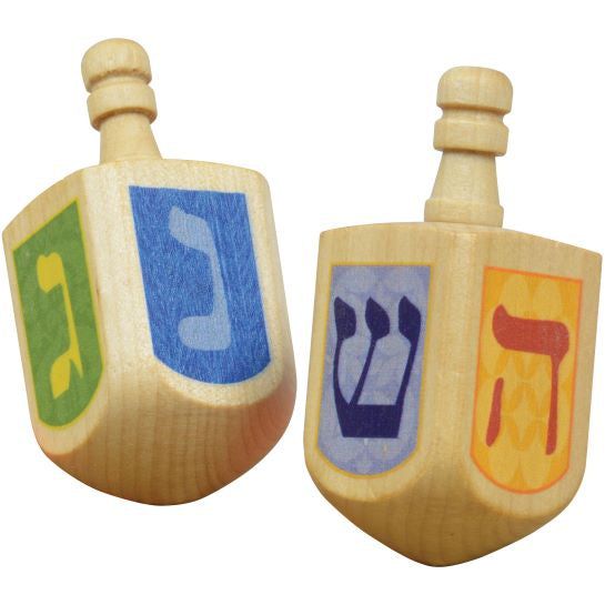 Maple Wooden Chanukah Dreidel Set of 2 Sturdy & Durable Children's Toy Made in USA by Maple Landmark