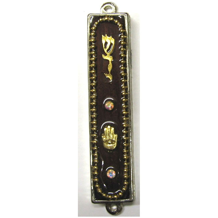 Enamel & Jewels Mezuzah by AVGAD - Hamsa - Kosher Parchment Included