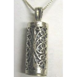 out of Stock 925 Sterling Silver Filigree Mezuzah Pendant Venetian Chain 18 In Made in Israel