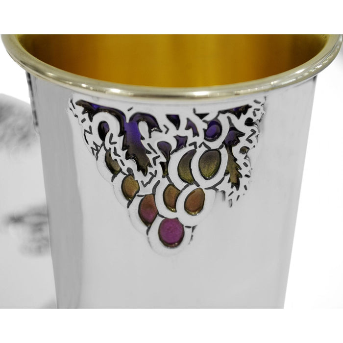 925 Sterling Silver Baruch Kiddush Set Grapes Design  By Nadav