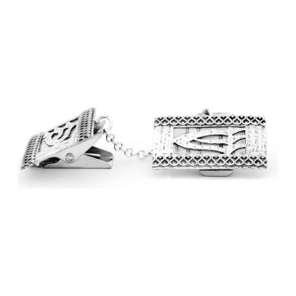 EZRA Filigree 925 Sterling Silver Tallit Clips "Shin" Made in Israel by Nadav