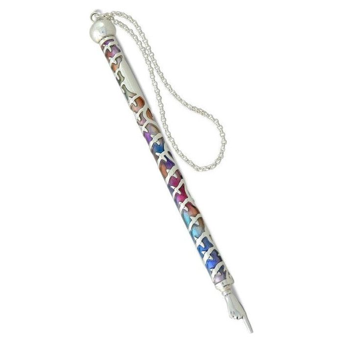 Enameled Sterling Silver Torah Pointer "Sharon" by Nadav Blue Green ONLY