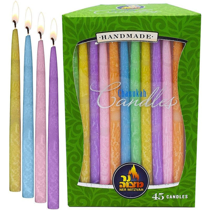 Colorful Pastel Chanukah Candles Handmade Fit Most Menorahs Premium Quality Wax Set of 45