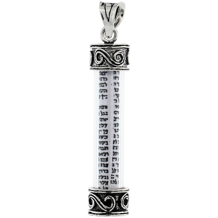 925 Sterling Silver Transparent Mezuzah Pendant Made in Israel & Venetian Chain 18"