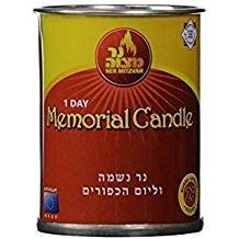 1 Day Memorial Candles in Metal Tin Yahrzeit Candles