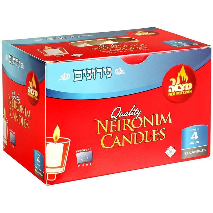 4 Hour Neironim Candles Shabbat and Votive Wax Candle Set of 72 Pk