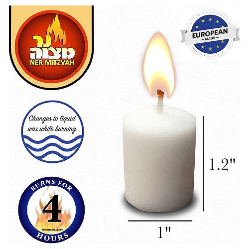 4 Hour Neironim Candles Shabbat and Votive Wax Candle Set of 72 Pk