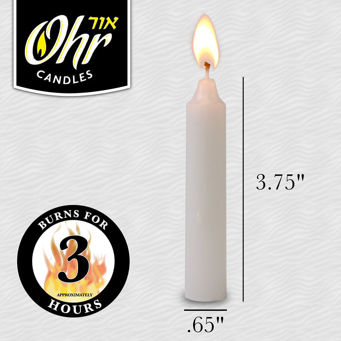 Ohr Shabbat Candles Traditional Shabbos Lichter 3 Hour 72 Count 3.75" tall