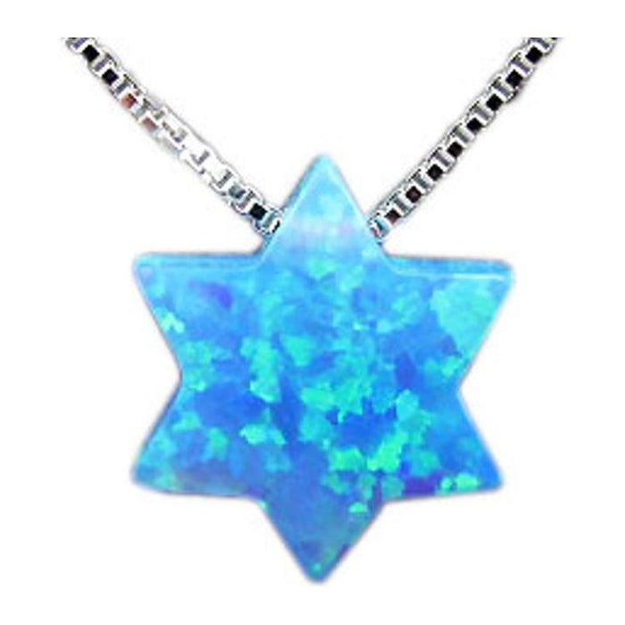 Opal Star of David 925 Sterling Silver Necklace Chain made in Italy