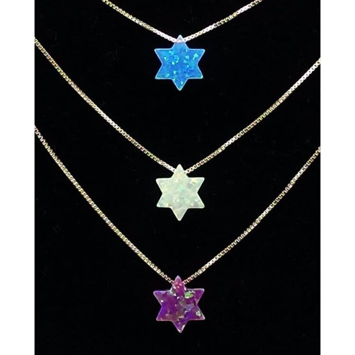 Opal Star of David 925 Sterling Silver Necklace Chain made in Italy