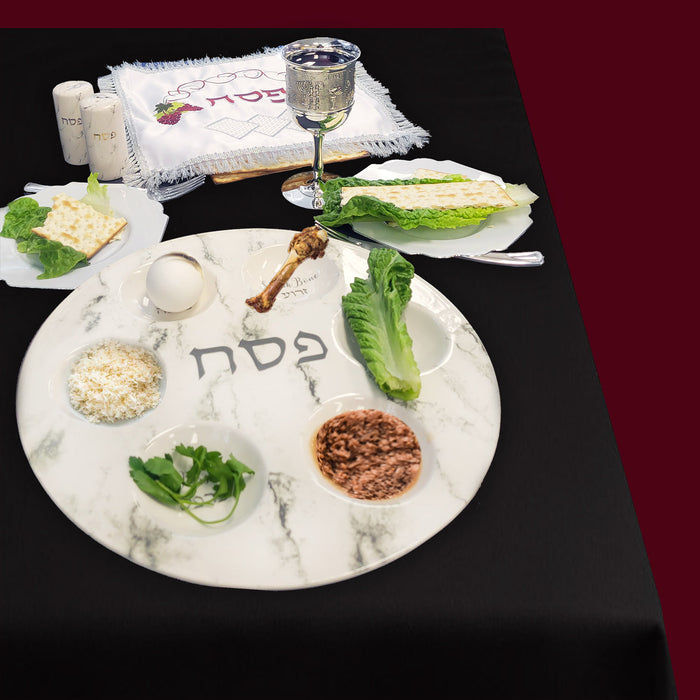 Contemporary Marble Design Ceramic Passover Seder Plate Hand wash only