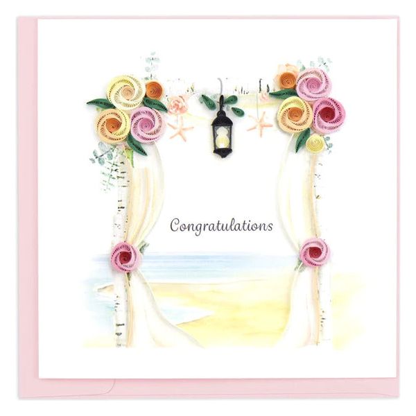 Jewish Wedding Ceremony Chuppah Quilled ART Greeting Card