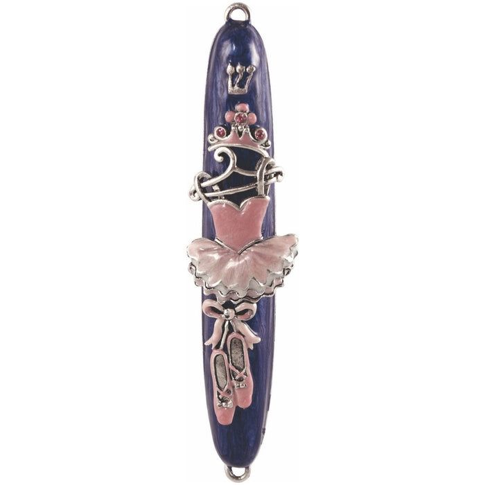 Designer Little Ballerina Jeweled Mezuzah Swarovski & Enamel Made in USA Kosher Parchment included