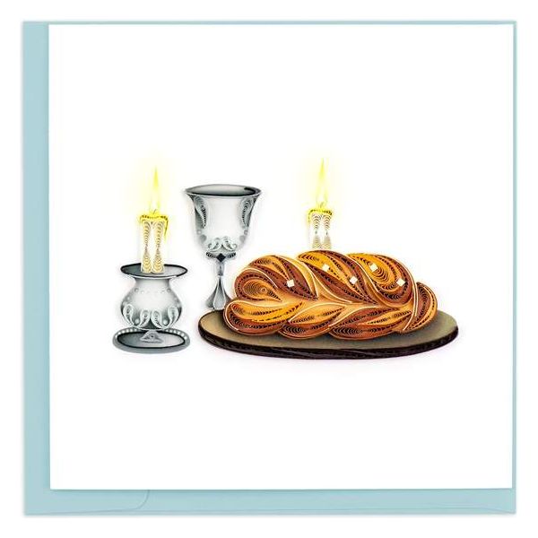 Quilled Shabbat Shalom / Bat Mitzvah Judaica Greeting Card Card 6"x6" Hand Made