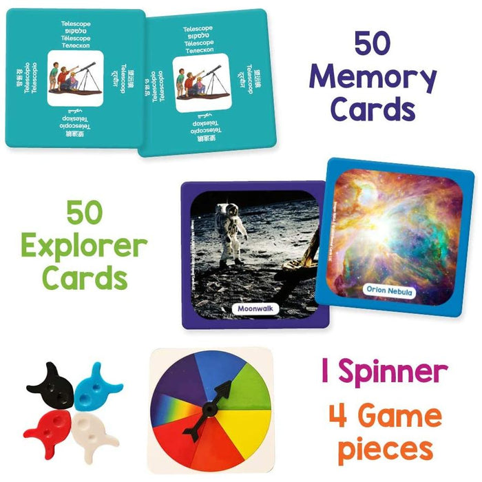 sold out Qurious Space Junior Explorer Flash Card Game Pre-Readers Spin Adventure Through The Galaxy