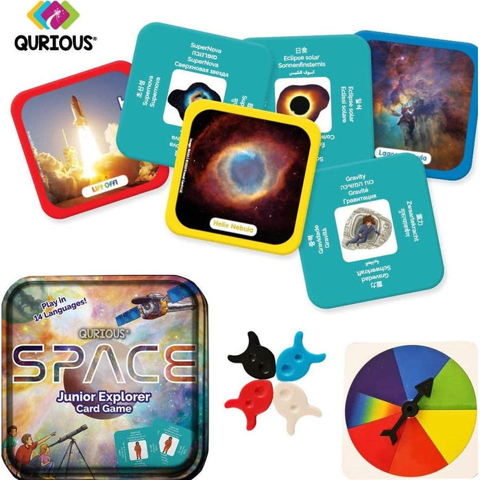 sold out Qurious Space Junior Explorer Flash Card Game Pre-Readers Spin Adventure Through The Galaxy