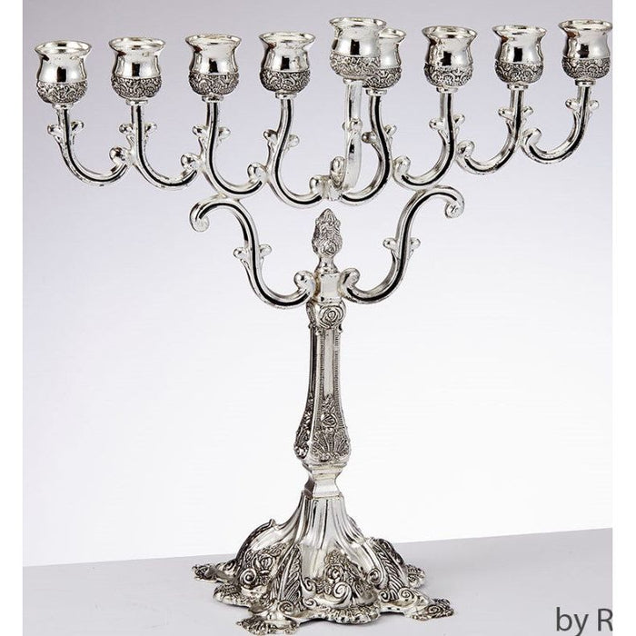 Silverplated Curlicue Oil Chanukah Menorah