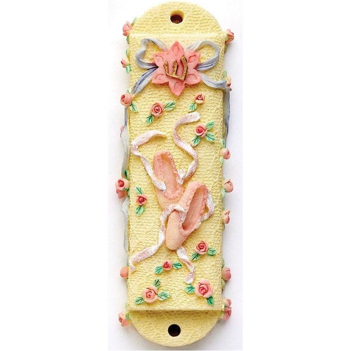 Floral Ballet Shoes Mezuzah 3" Kosher Parchment included