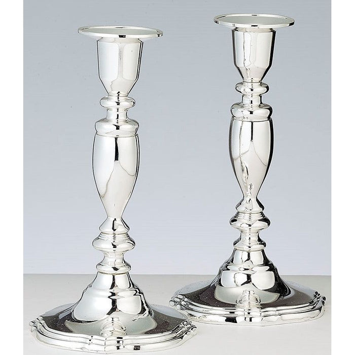 Traditional Silver Plated Shabbat Candlesticks 7" Shabbos Lichter 6" Set of 2 Great Bat Mitzvah Wedd