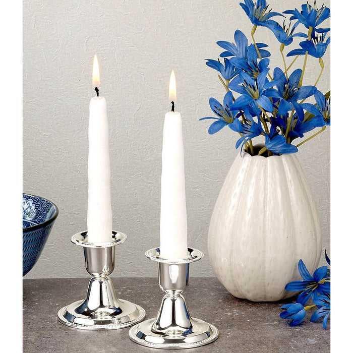 Silver Plated Shabbat Candlesticks 2.5" Candeholders