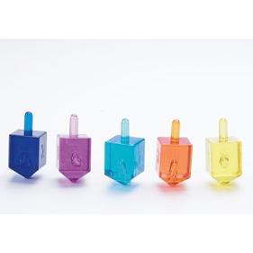 Medium Translucent Chanukah Dreidels Set of 4 - Assorted Colors