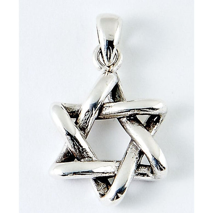 925 Sterling Silver 3D Classic Star of David Pendant 18" Chain  Necklace Made in Israel