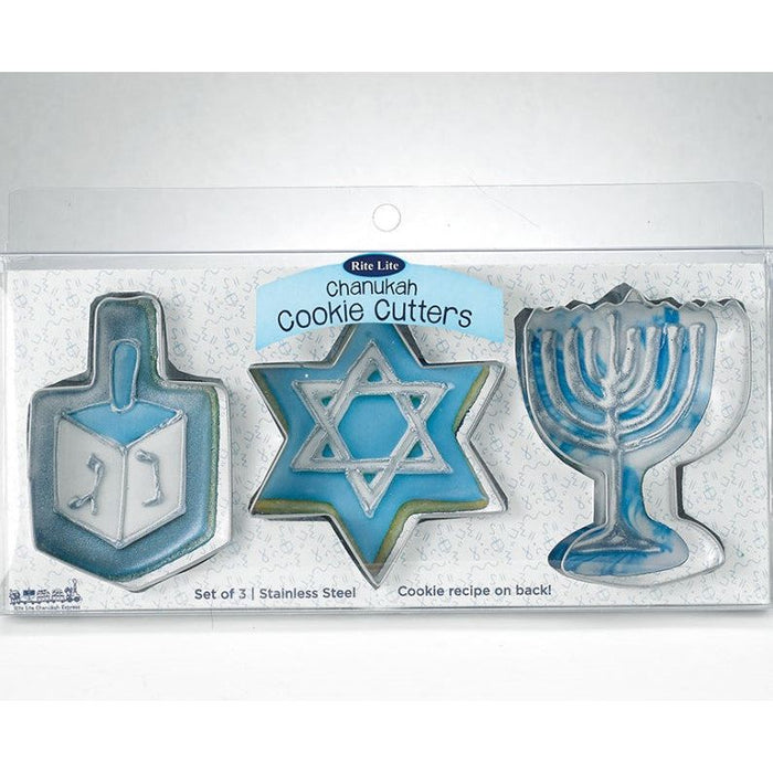 Chanukah Metal Cookie Cutters - 3 Assorted Shapes