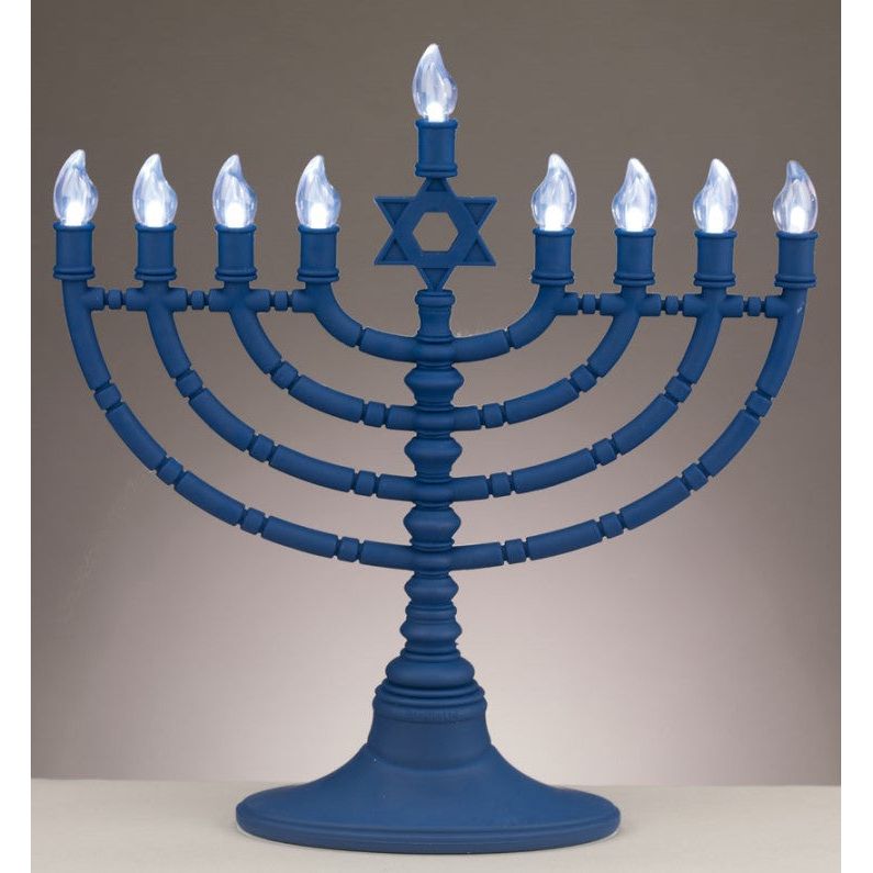Blue LED Battery Operated Electronic Menorah with Clear Bulbs ...