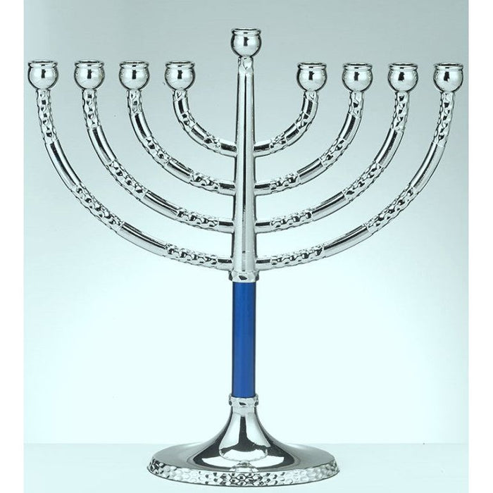 Classic Elegance Menorah with Hammered Accents Silvertone