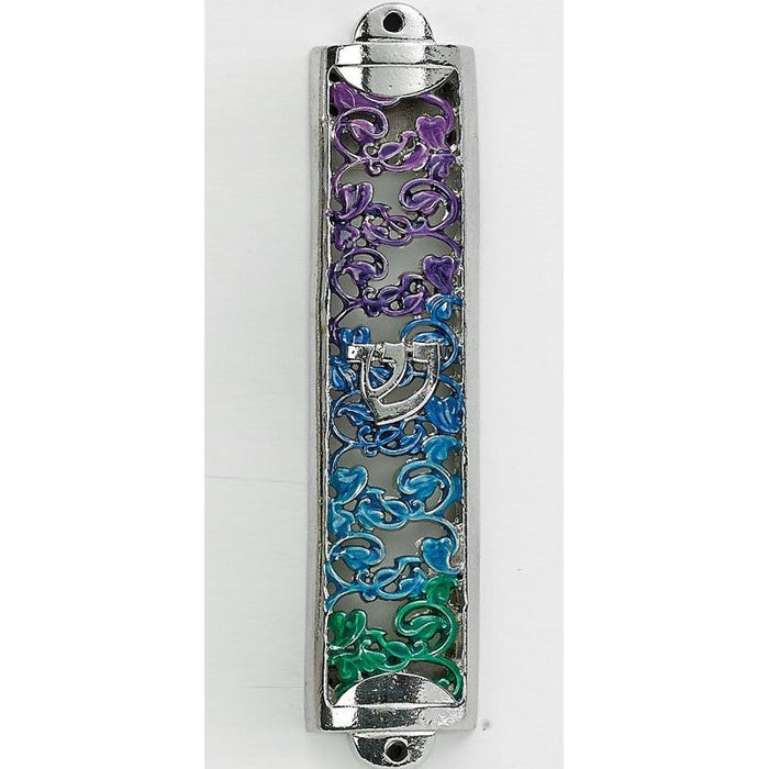 Floral  Filigree Enamel Mezuzah Kosher Parchment included