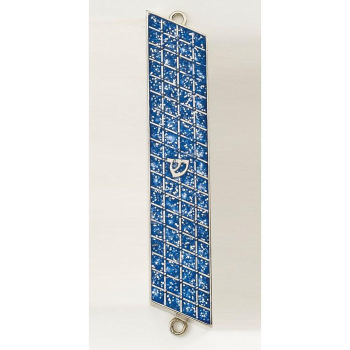 Blue Glitter Enamel Mezuzah 5" Kosher $42 Parchment included