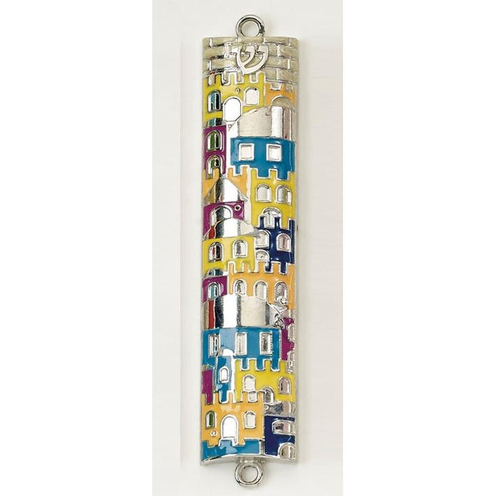 Jerusalem Enameled Mezuzah 5" Kosher $42 Parchment included