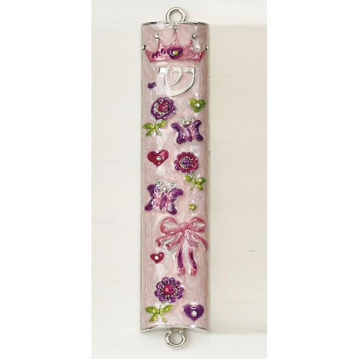 Girl's Enameled Mezuzah 5" Princess Gift boxed  Kosher $42 Parchment included