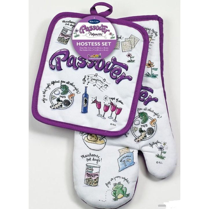 " Passover Potpourri" Hostess Set Pot Holder & Oven Mitt